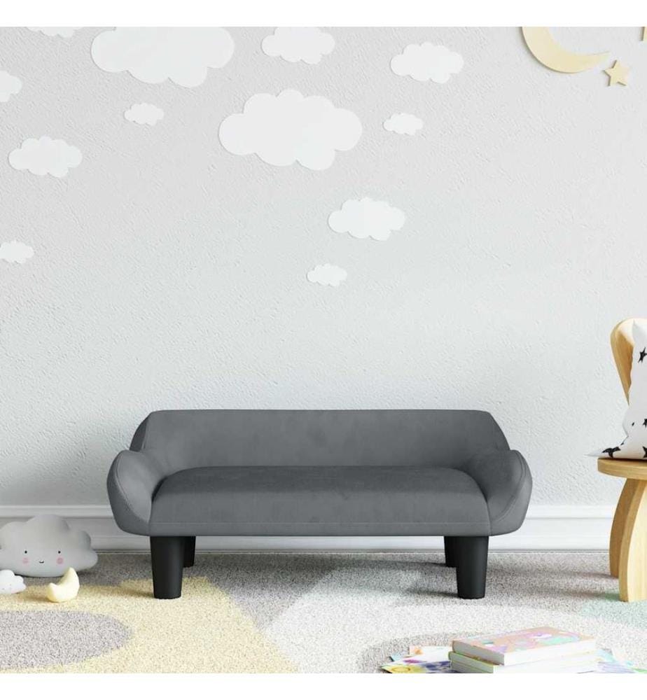 Kindersofa Dunkelgrau 70x40x24 cm Samt
