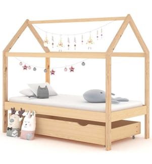 Kinderbett mit Schublade Massivholz Kiefer 80x160 cm