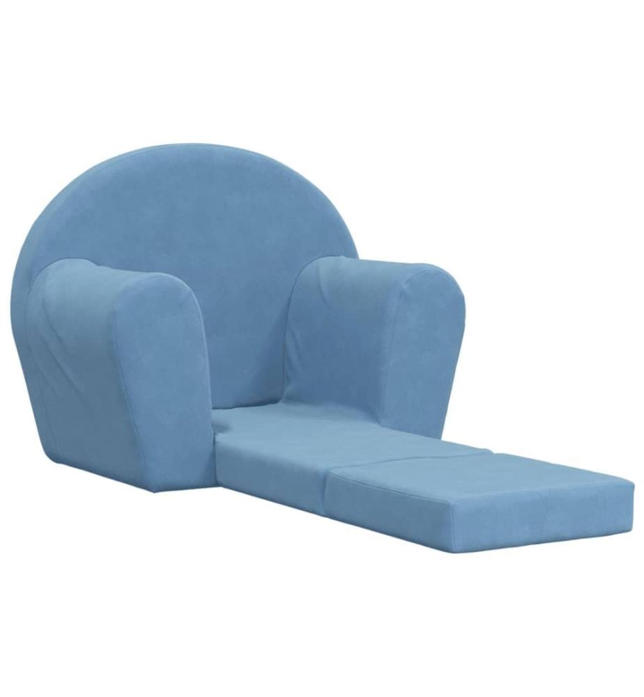 Schlafsofa für Kinder Blau Weich Plüsch