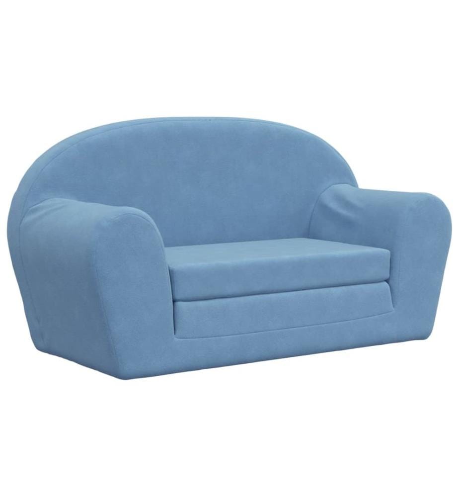 Kinder-Schlafsofa 2-Sitzer Blau Weicher Plüsch