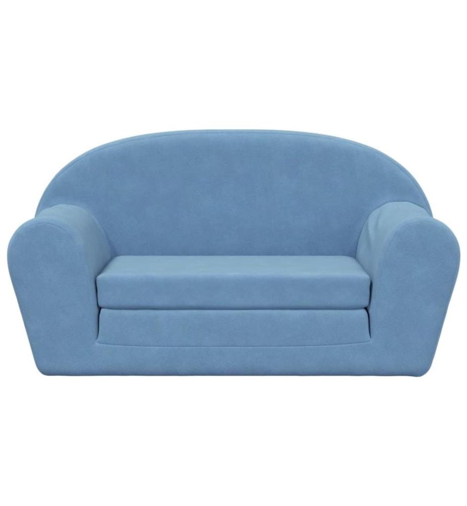 Kinder-Schlafsofa 2-Sitzer Blau Weicher Plüsch