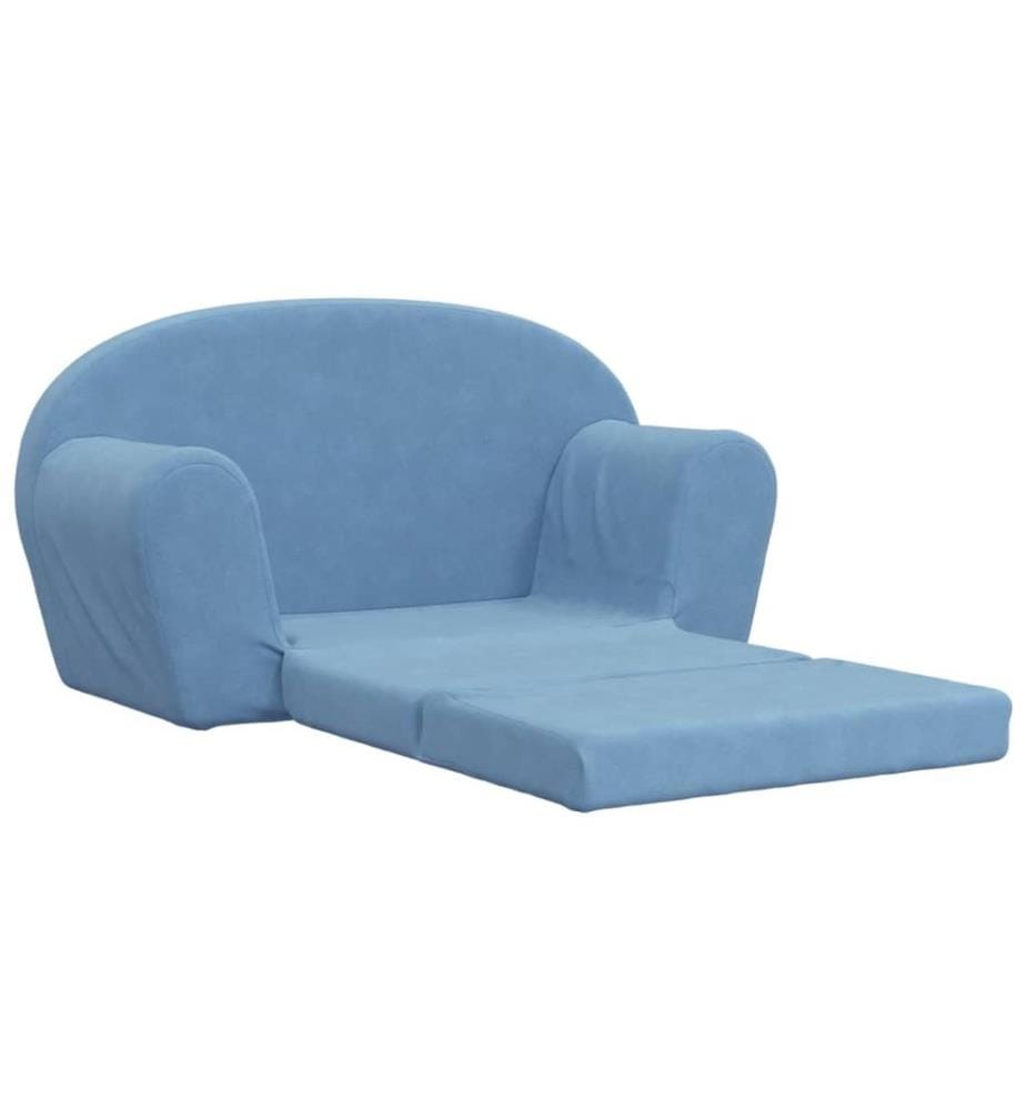 Kinder-Schlafsofa 2-Sitzer Blau Weicher Plüsch