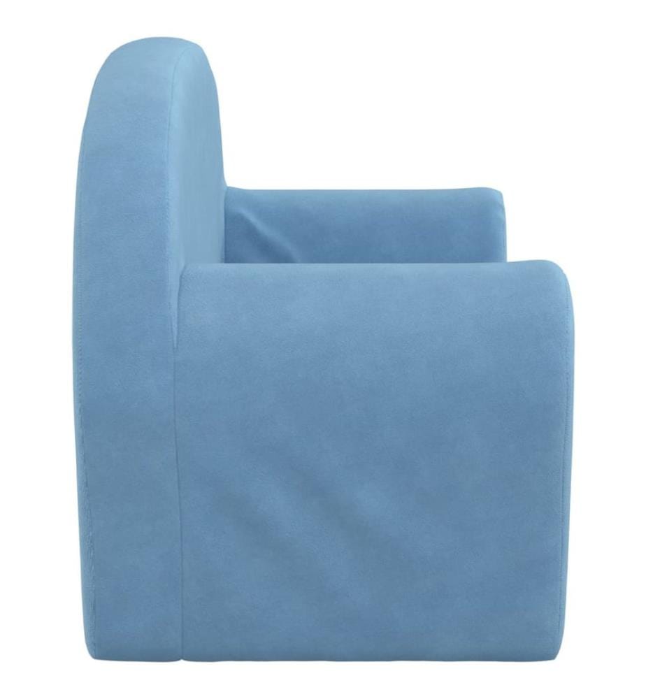 Kinder-Schlafsofa 2-Sitzer Blau Weicher Plüsch