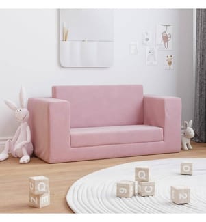 Kinder-Schlafsofa 2-Sitzer Rosa Weicher Plüsch
