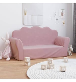 Kindersofa 2-Sitzer Rosa Weicher Plüsch