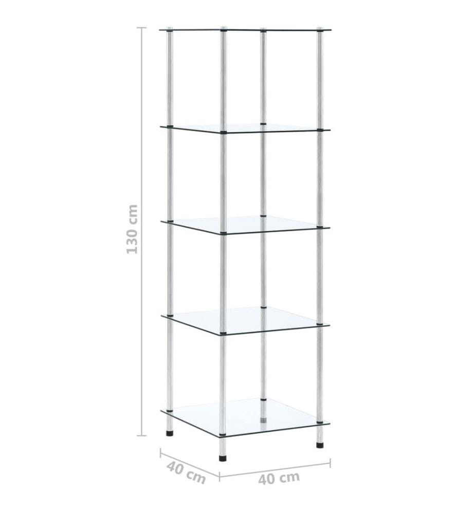 Regal mit 5 Ablagen Transparent 40x40x130 cm Hartglas