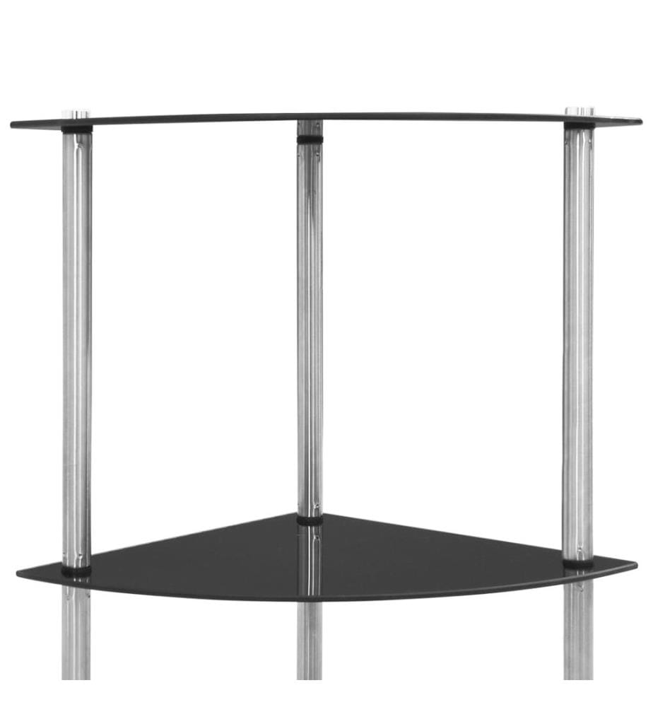 Regal mit 6 Ablagen Schwarz 30x30x160 cm Hartglas
