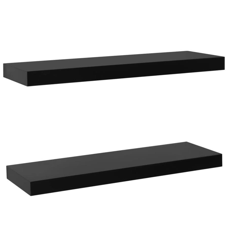 Schweberegale 2 Stk. Schwarz 60 x 20 x 3,8 cm