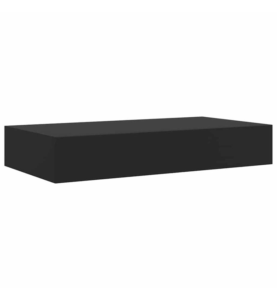 Schweberegal mit Schublade Schwarz 48x25x8 cm