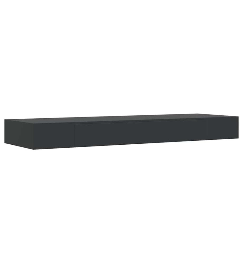 Schweberegal mit Schublade Schwarz 80x25x8 cm