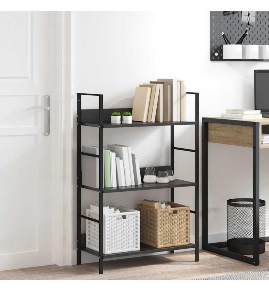 Bücherregal 3 Regalböden Schwarz 60×27,6×90,5 cm Holzwerkstoff