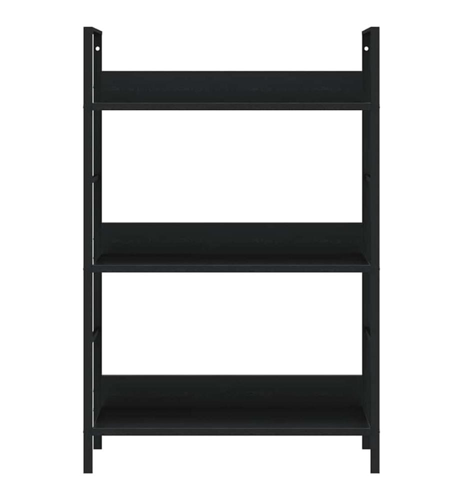 Bücherregal 3 Regalböden Schwarz 60×27,6×90,5 cm Holzwerkstoff