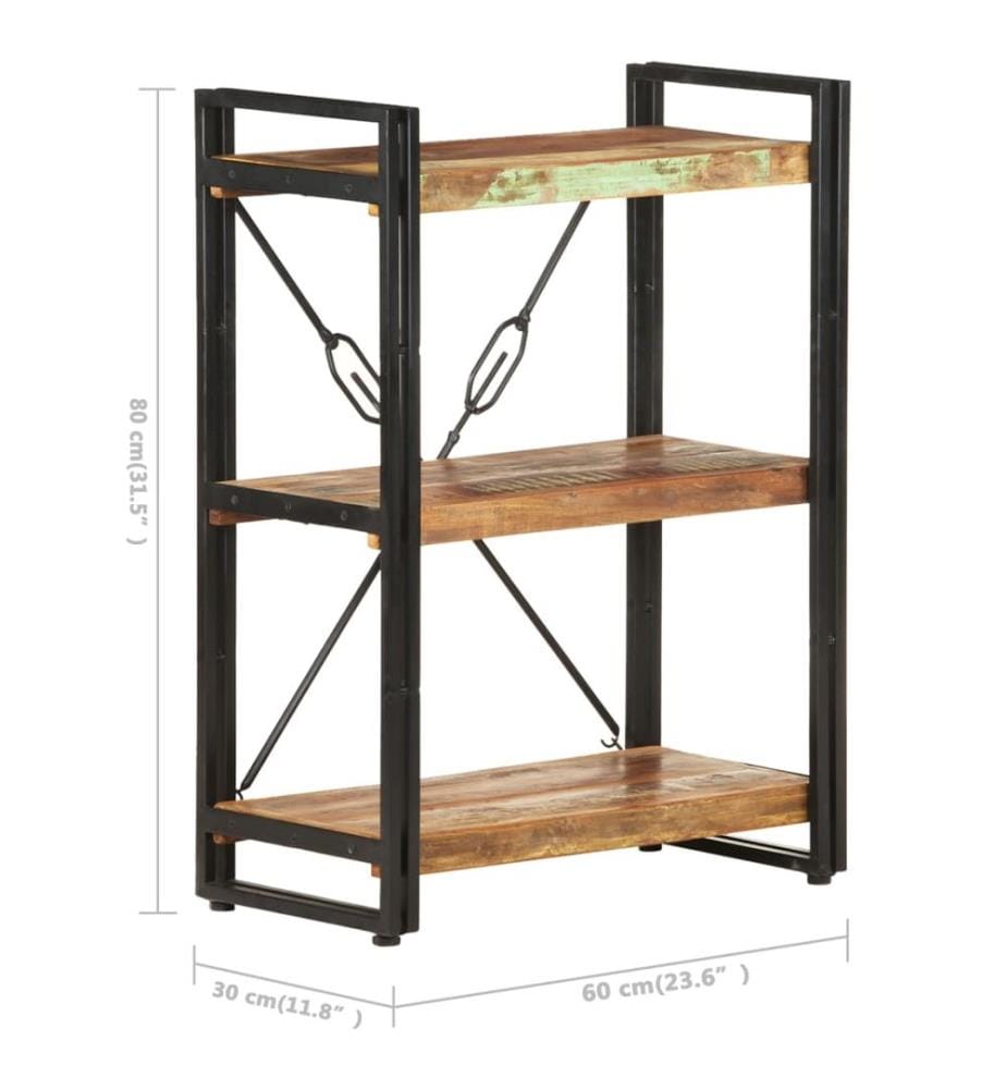 Bücherregal 3 Fächer 60x30x80 cm Altholz Massiv
