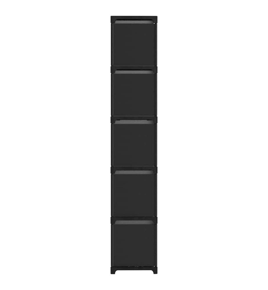Würfel-Regal mit Boxen 15 Fächer Schwarz 103x30x175,5 cm Stoff