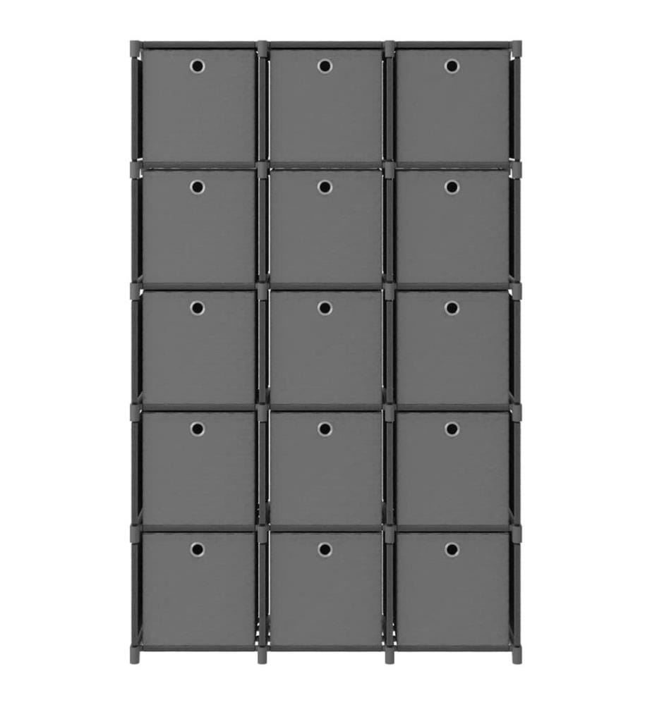 Würfelregal mit 15 Boxen Grau 103x30x175,5 cm Stoff