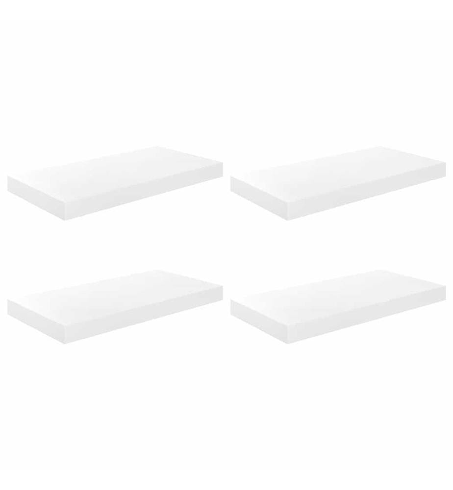 Schweberegale 4 Stk. Hochglanz-Weiss 50x23x3,8 cm MDF