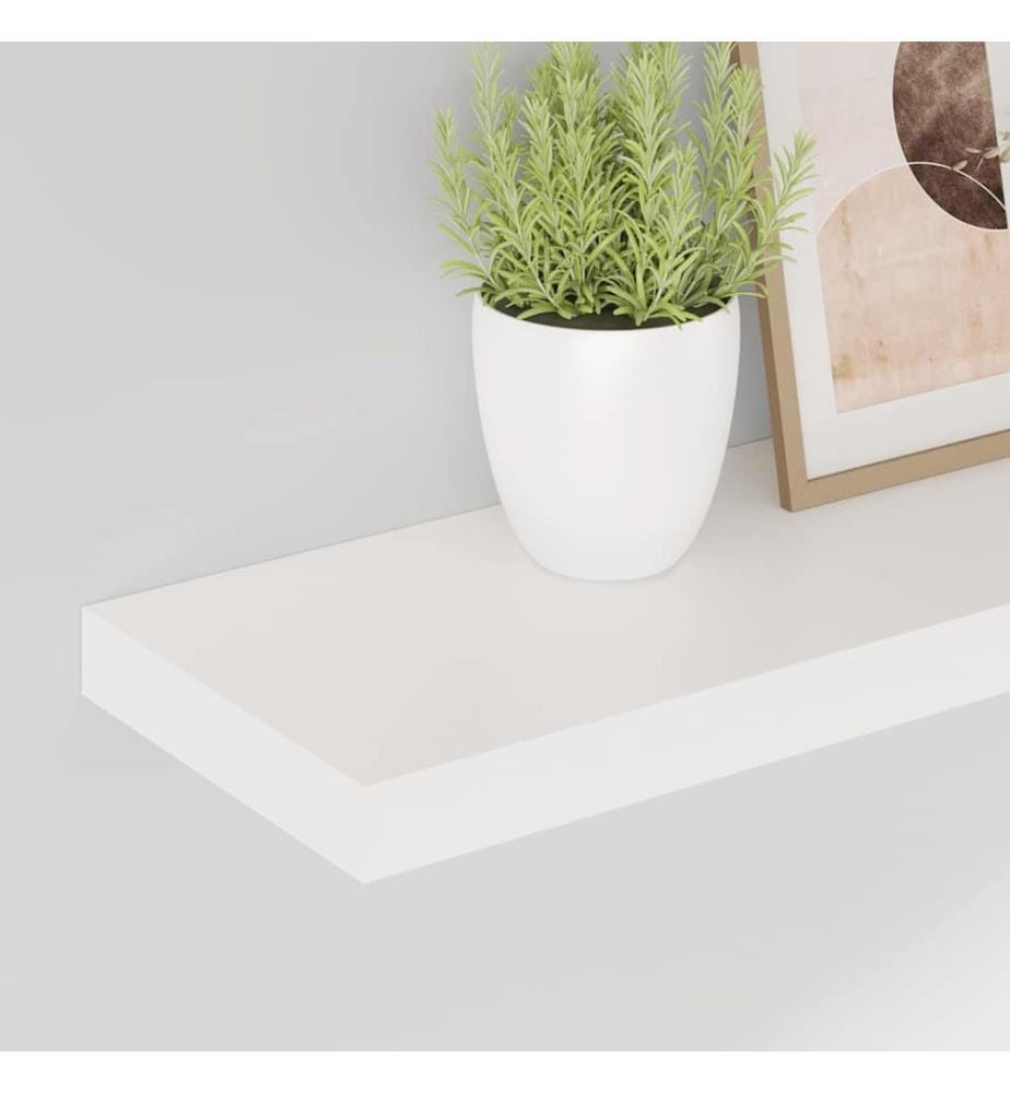 Schweberegale 2 Stk. Hochglanz-Weiss 80x23,5x3,8 cm MDF