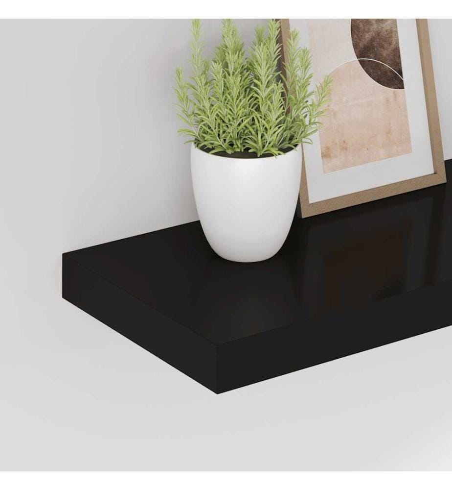 Schweberegale 2 Stk. Schwarz 60x23,5x3,8cm MDF