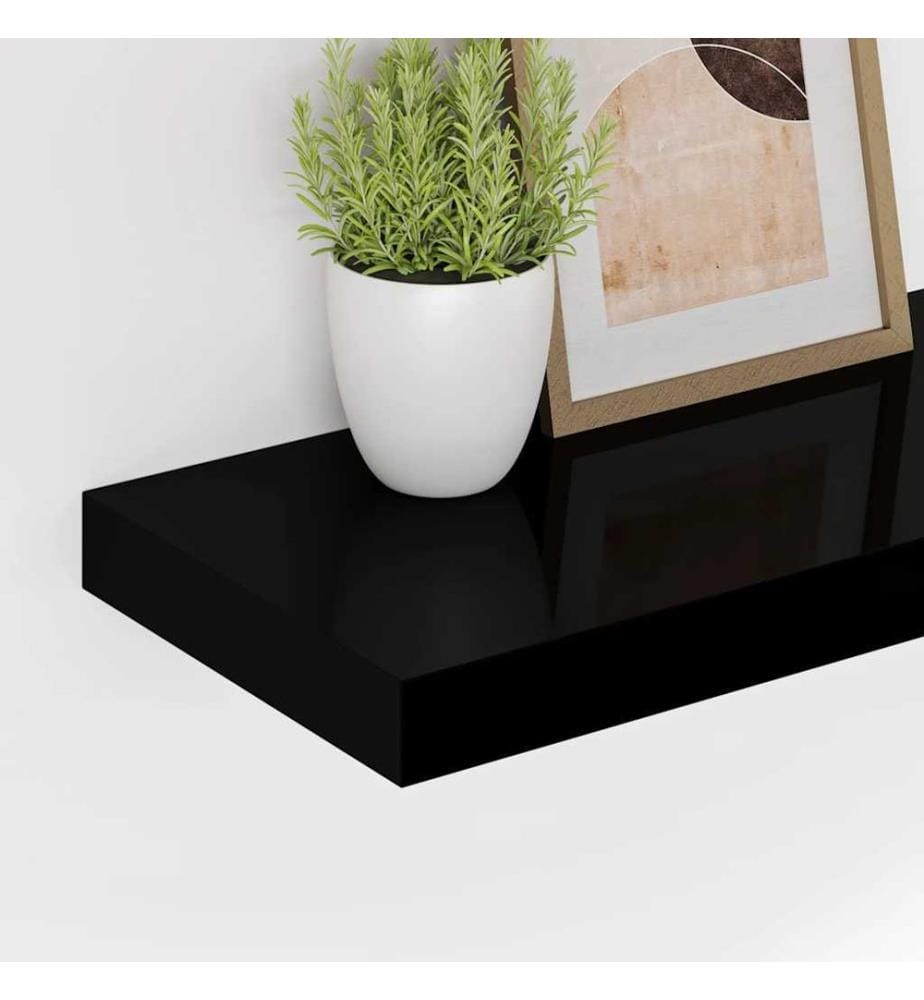 Schweberegale 4 Stk. Schwarz 90x23,5x3,8 cm MDF