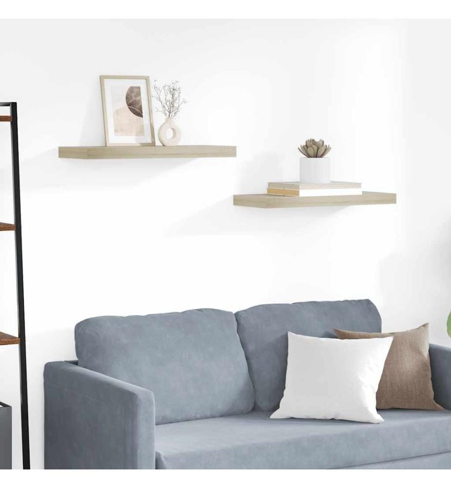 Schwebende Wandregale 2 Stk. Eichefarben 60x23,5x3,8cm MDF
