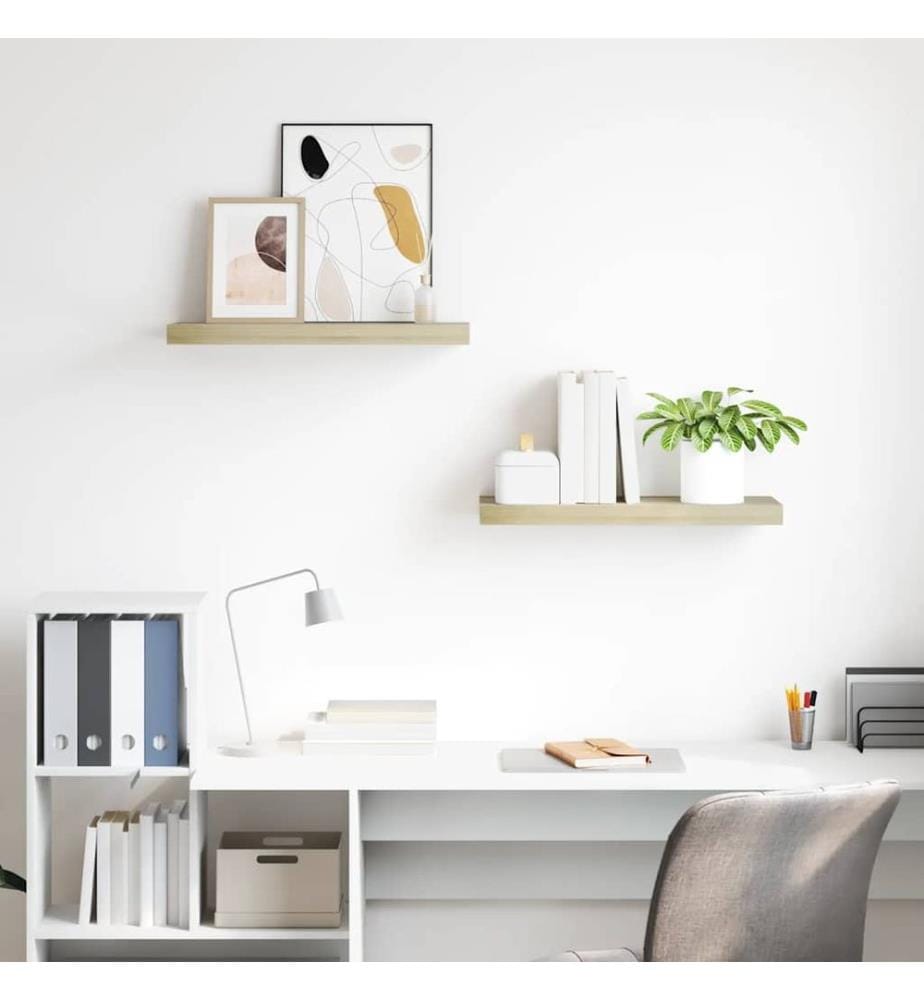 Schwebende Wandregale 2 Stk. Eichefarben 60x23,5x3,8cm MDF