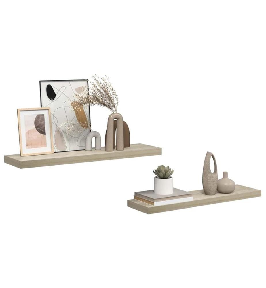 Schweberegale 2 Stk. Eichen-Optik 90x23,5x3,8 cm MDF