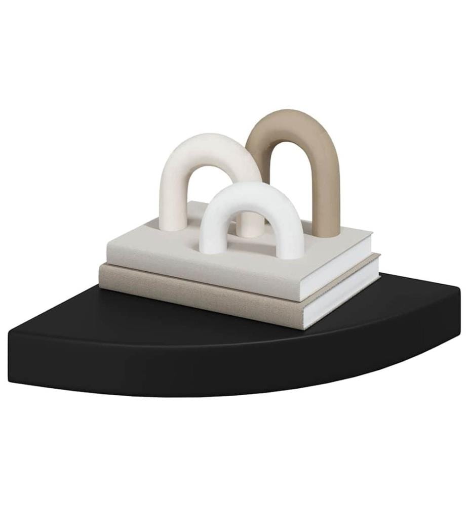 Eck-Schweberegale 2 Stk. Schwarz 25x25x3,8 cm MDF