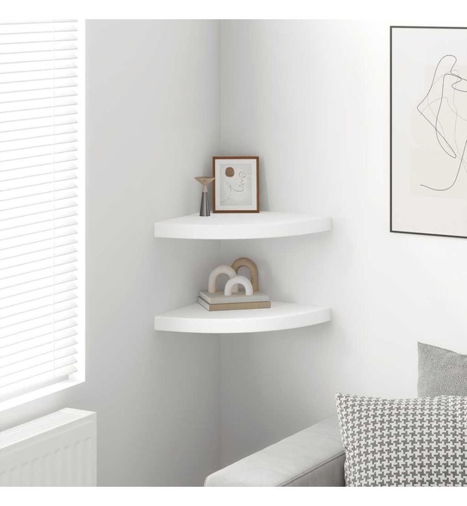 Schwebende Eckregale 2 Stk. Weiss 35x35x3,8 cm MDF