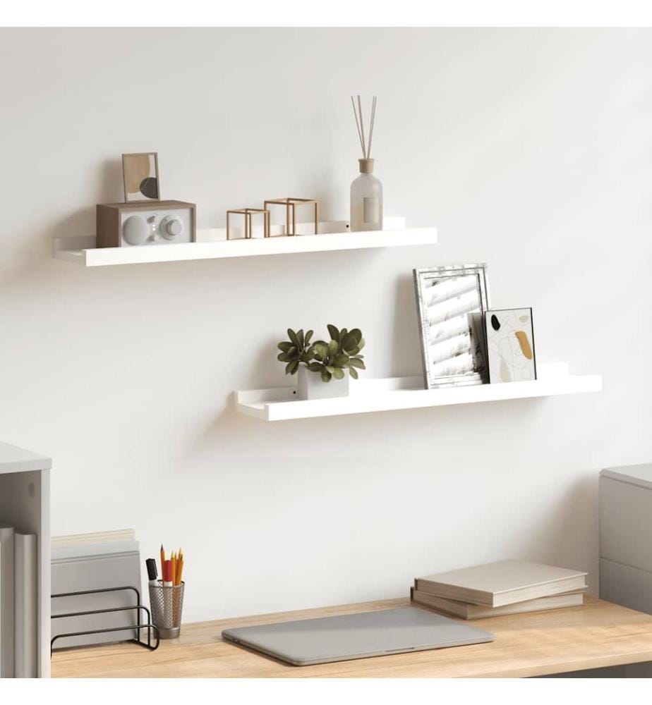 Bilderleisten 2 Stk. Weiss 60x9x3 cm MDF