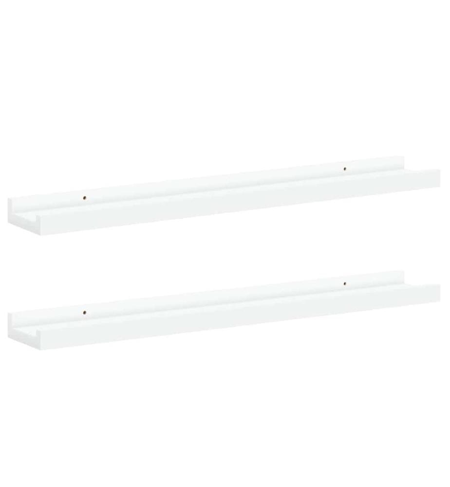 Bilderleisten 2 Stk. Weiss 60x9x3 cm MDF