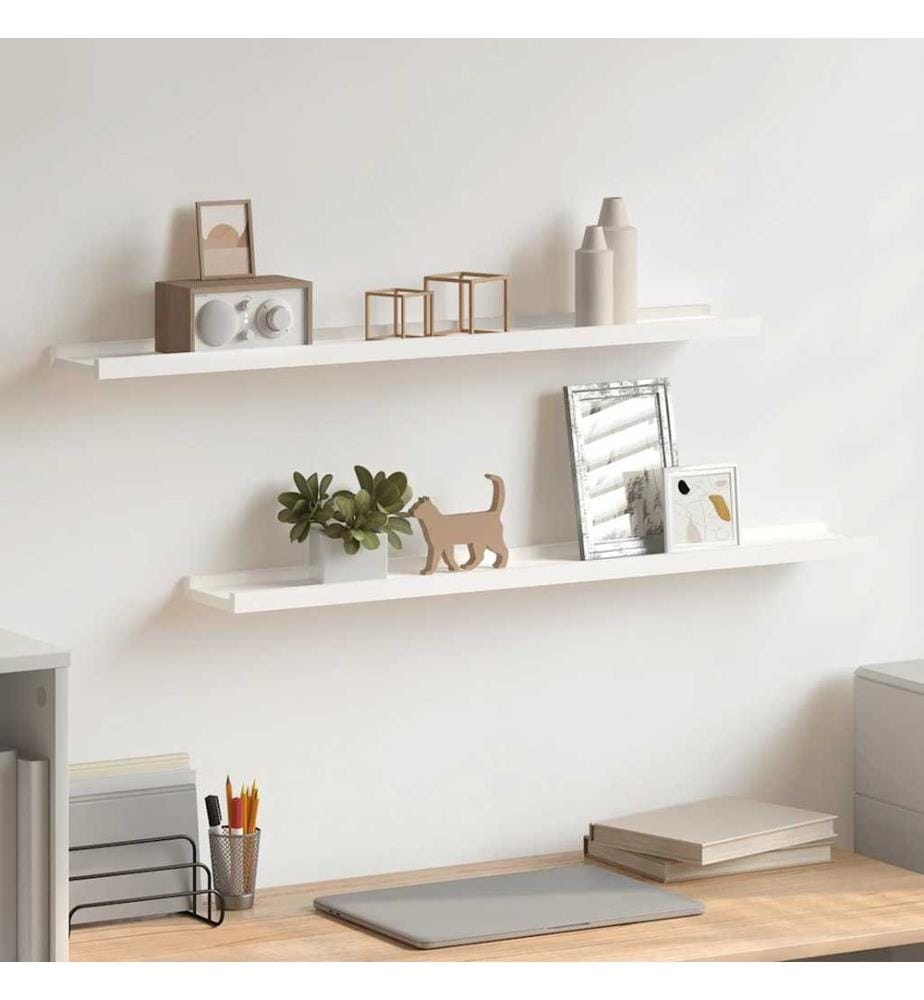 Bilderleisten 2 Stk. Weiss 80x9x3 cm MDF