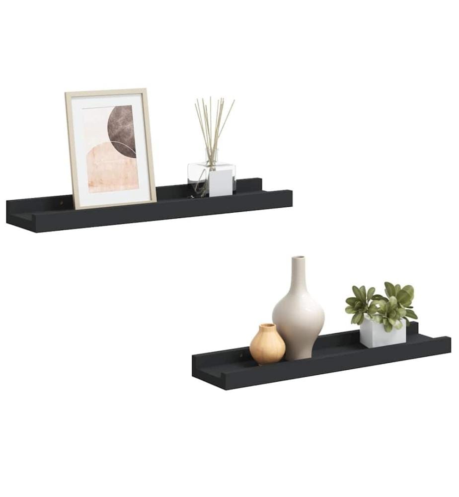Bilderleisten 2 Stk. Schwarz 40x9x3 cm MDF