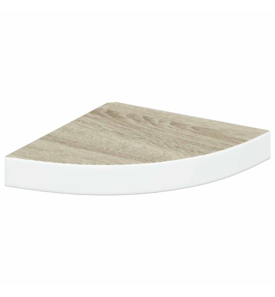 Eck-Schweberegale 4 Stk. Eichen-Optik und Weiss 25x25x3,8 cm MDF