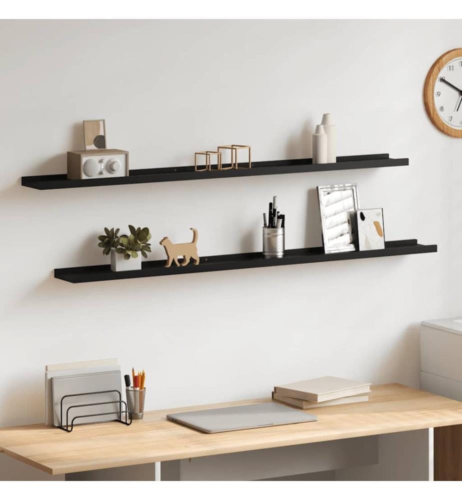 Wandregale 2 Stk. Schwarz 115x9x3 cm