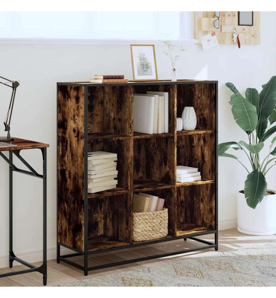 Bücherregal Räuchereiche 97,5x33x107,5 Holzwerkstoff und Metall