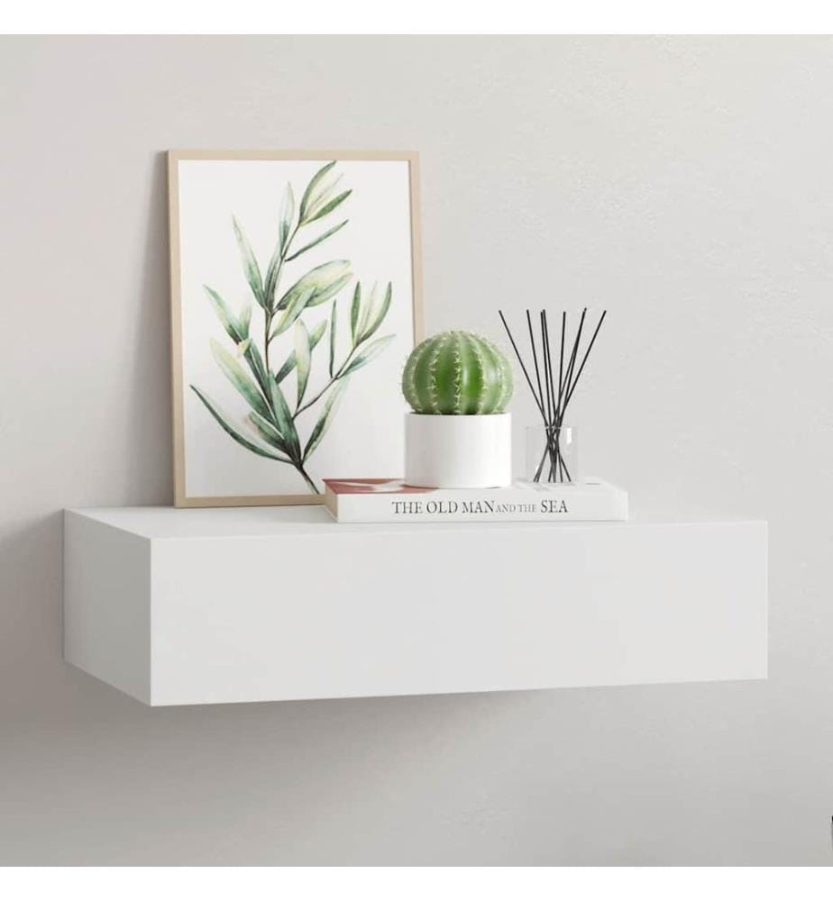 Wandregal mit Schublade Weiss 40x23,5x10 cm MDF