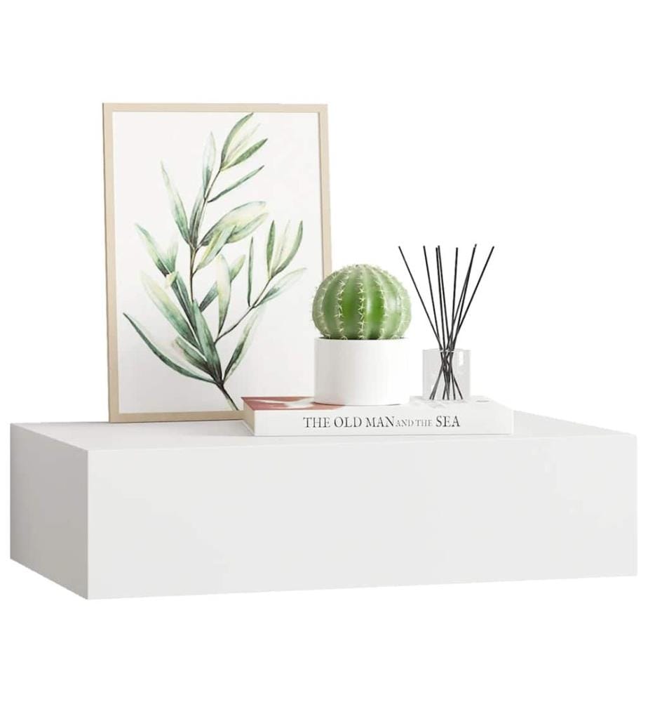 Wandregal mit Schublade Weiss 40x23,5x10 cm MDF