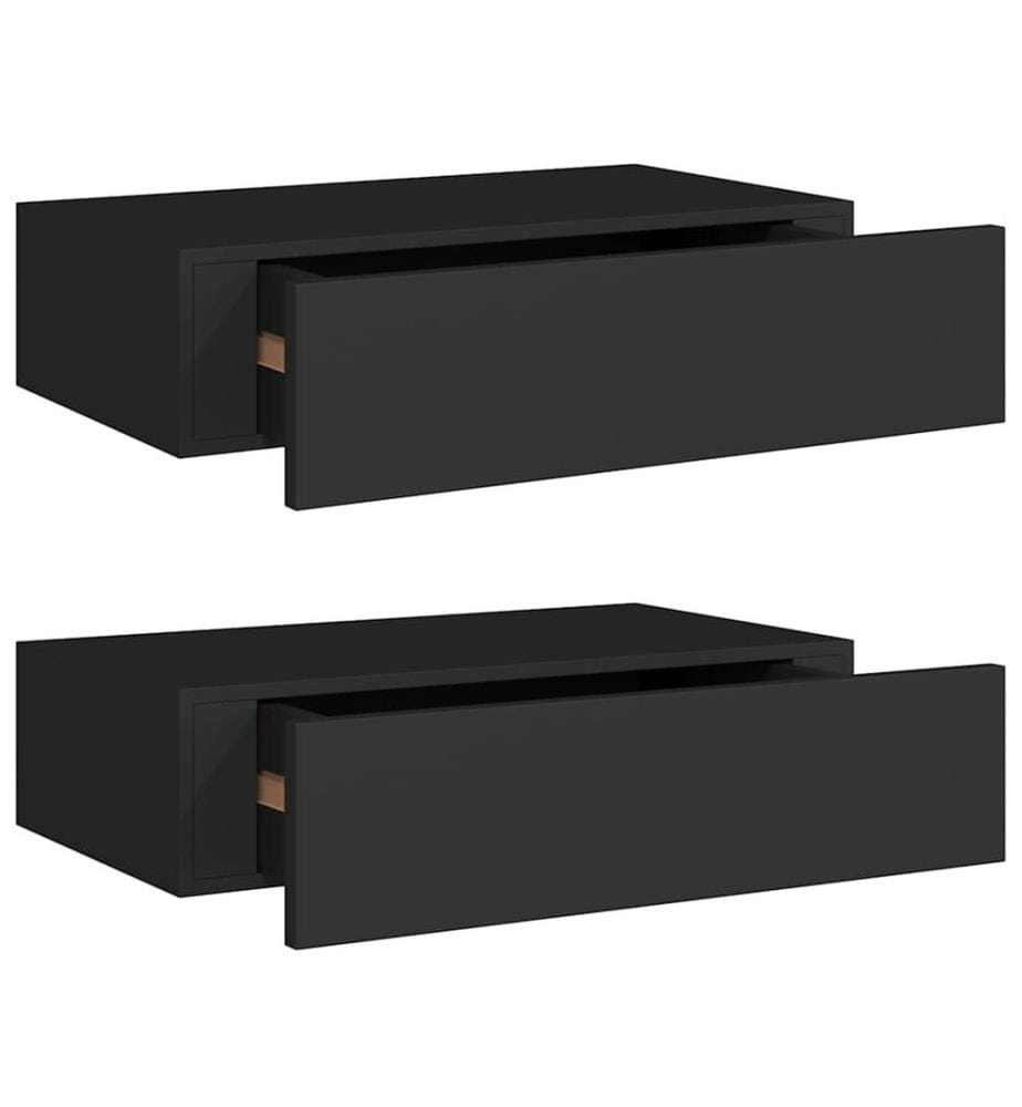 Wandregale mit Schubladen 2 Stk. Schwarz 40x23,5x10 cm MDF