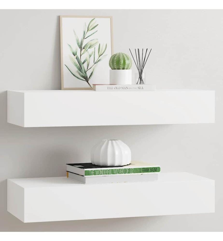 Wandregale mit Schubladen 2 Stk. Weiss 60x23,5x10 cm MDF