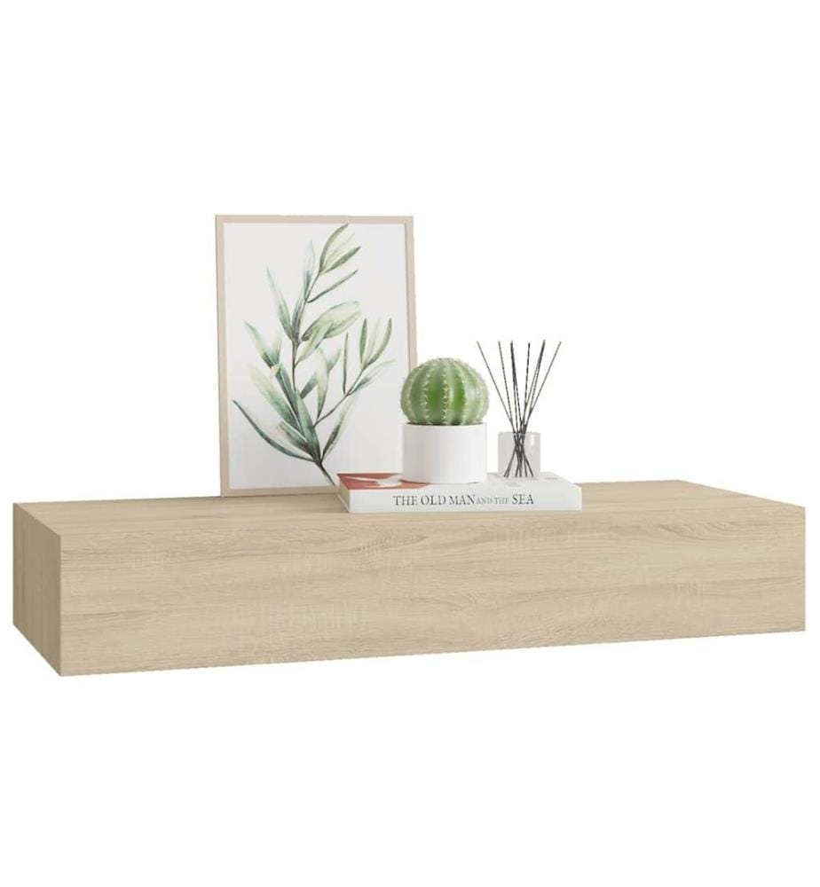 Wandregal mit Schublade Eichen-Optik 60x23,5x10 cm MDF