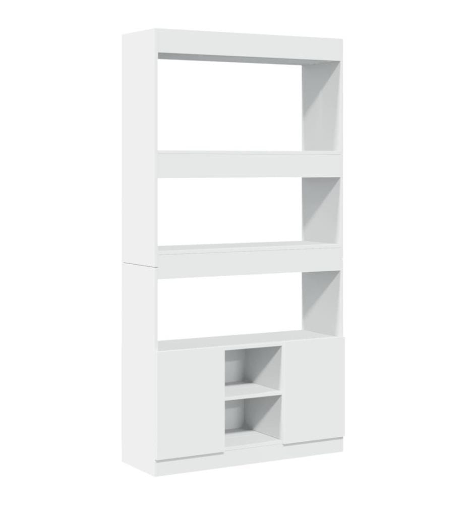 Buffet haut blanc 92x33x180 cm bois d'ingénierie