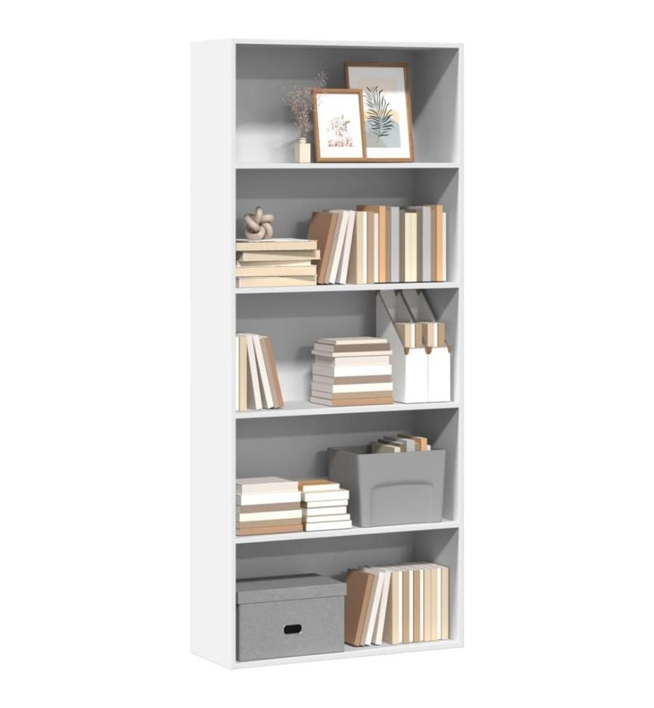 Bücherregal Weiss 80x30x189 cm Holzwerkstoff