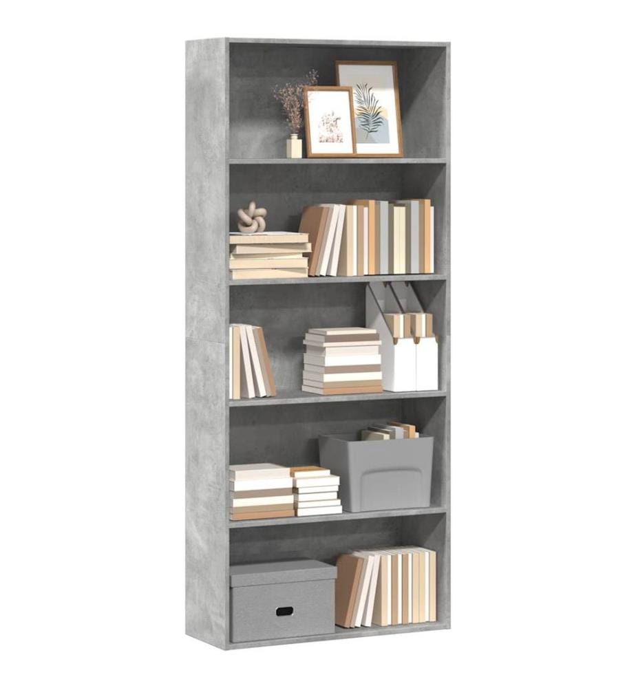 Bücherregal Betongrau 80x30x189 cm Holzwerkstoff