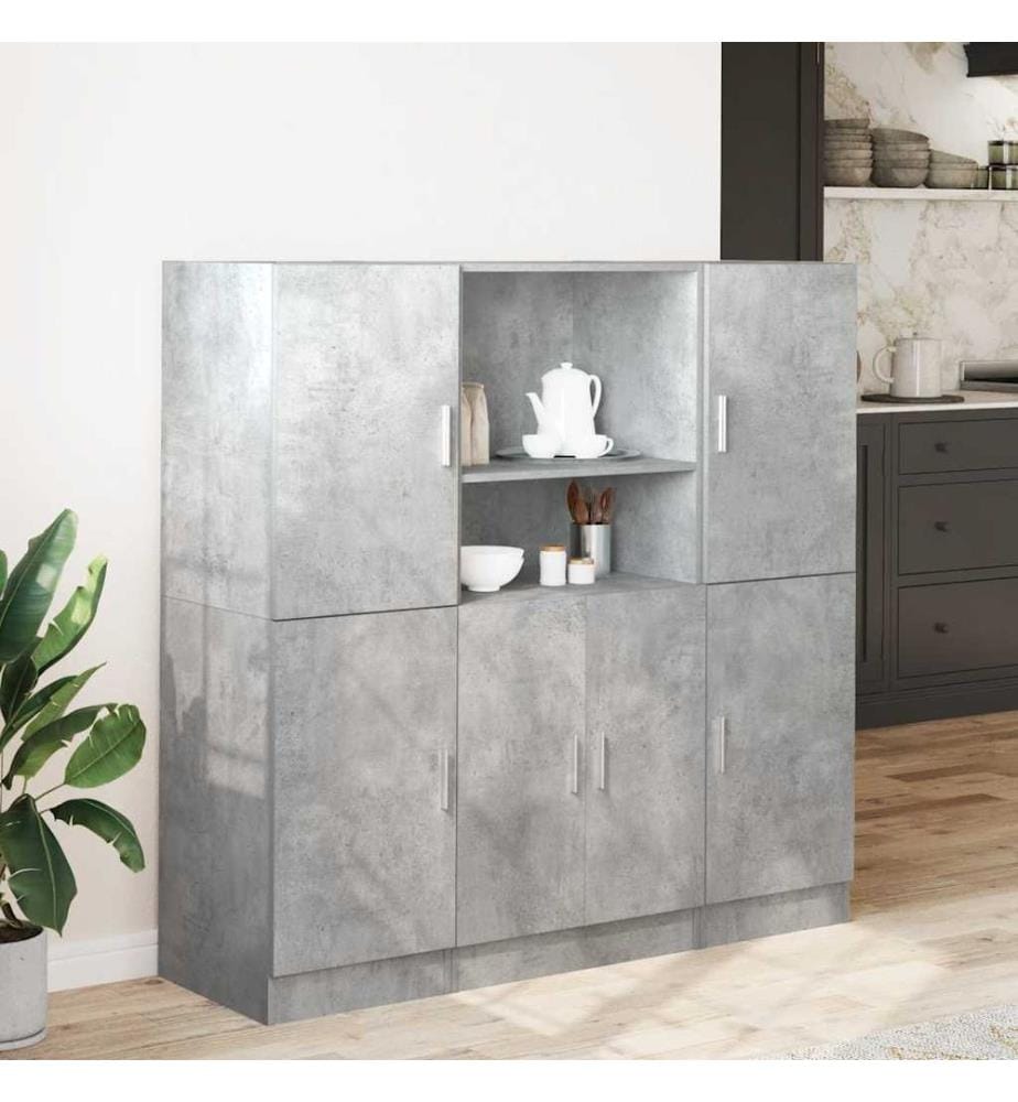 3-tlg. Küchenschrank-Set Betongrau Holzwerkstoff