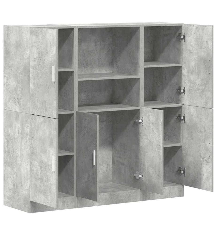 3-tlg. Küchenschrank-Set Betongrau Holzwerkstoff