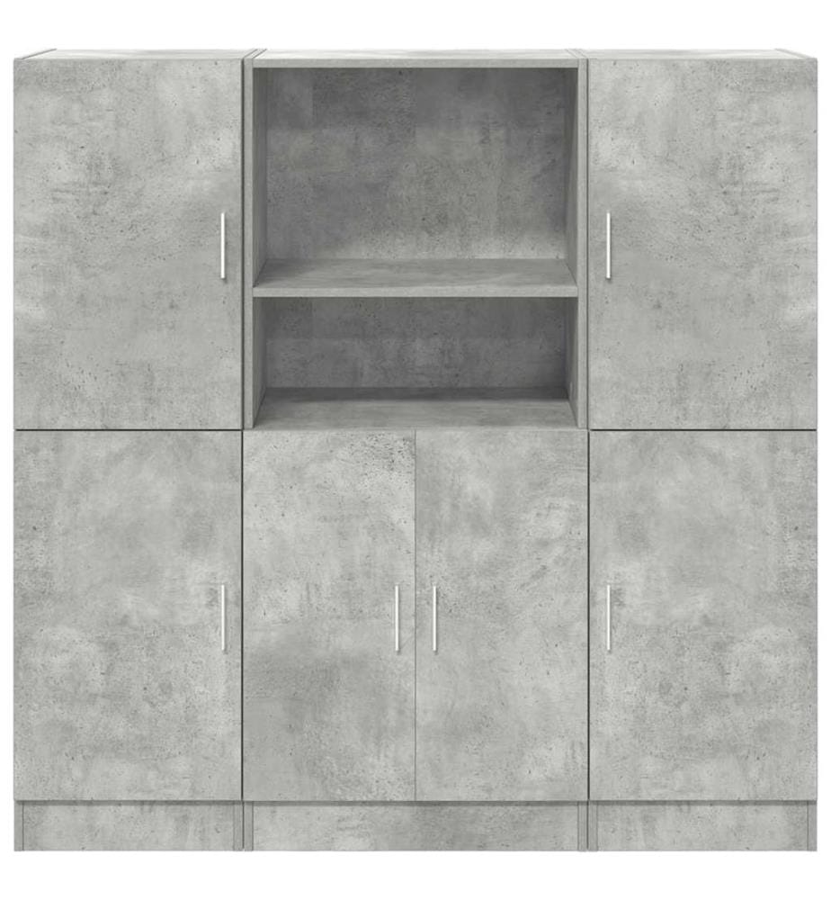 3-tlg. Küchenschrank-Set Betongrau Holzwerkstoff