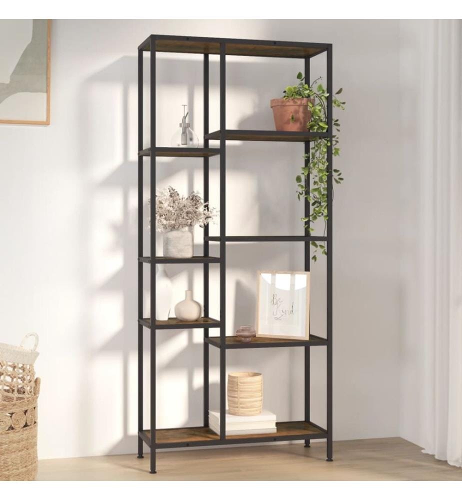 Bücherregal 80x30x180 cm Stahl und Holzwerkstoff