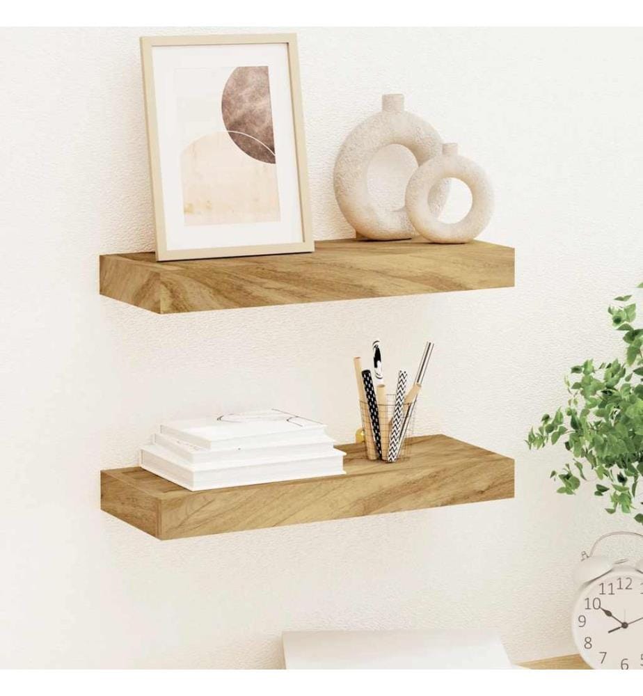 Wandregale 2 Stk. 40x15x4 cm Massivholz Teak