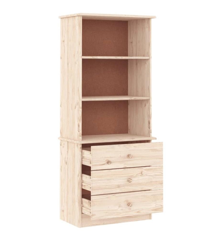 Bücherregal mit Schubladen ALTA 60x35x142 cm Massivholz Kiefer