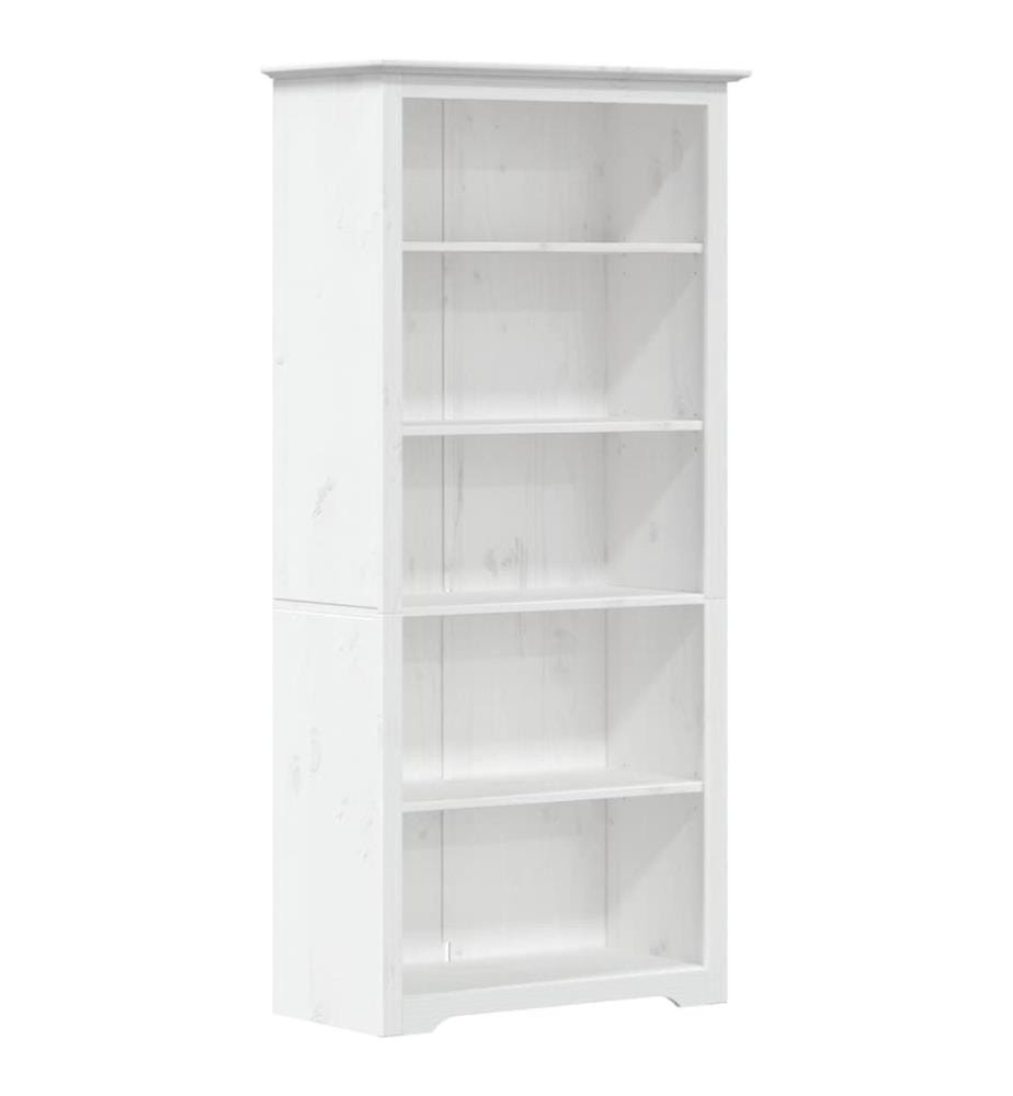 Bibliothèque BODO blanc 82x40x173 cm bois pin massif 5 niveaux